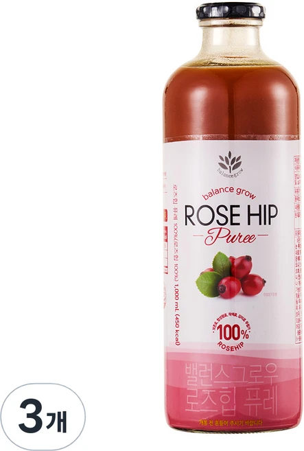 밸런스그로우 로즈힙 퓨레, 1L, 3개 - 쿠팡