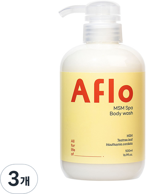 에이플로 매끈 촉촉 비건 식이유황 스파 바디워시 우디향, 3개, 500ml