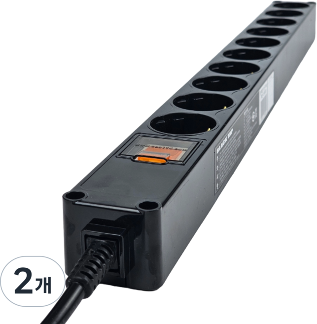 현대일렉트릭 고출력 스위치 과부하차단기 멀티탭 10구 검정 고용량, 2.5m, 블랙, 2개