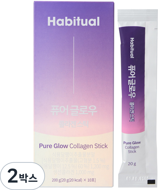 와이즐리 퓨어글로우 뮤신 콜라겐 키위맛 젤리 스틱, 200g, 2박스