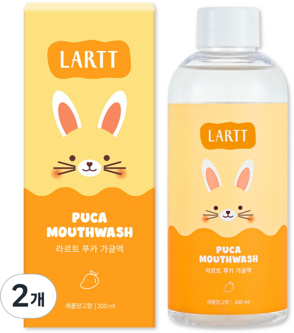 라르트 무알콜 충치예방 어린이 구강청결제 푸카 가글 애플망고향, 2개, 300ml