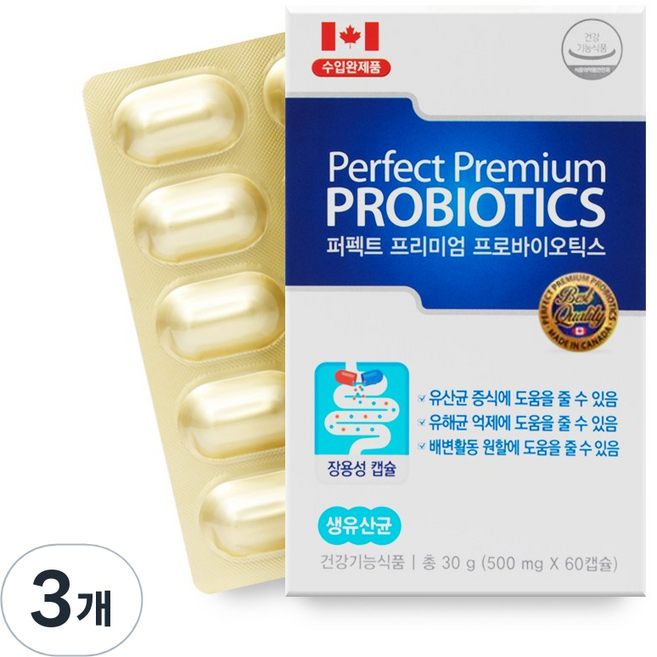 캐나다 모유 L람노서스 GG 유산균 프로바이오틱스 500억 투입 100억 보장 신바이오틱스, 60정, 3개