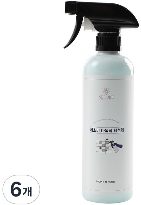 세소비 락스성분ZERO 캐나다산 효소첨가 욕실세정제 화장실 청소세제 독하지 않고 세정력이 우수한 다목적클리너, 6개, 500ml