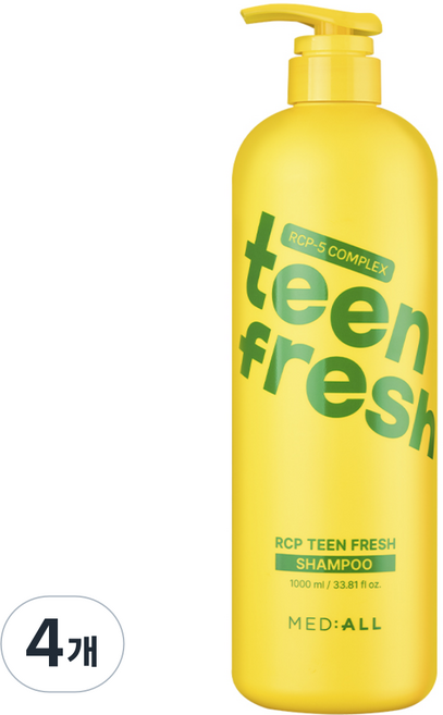 메디올 알시피 틴 프레시 샴푸 청소년 지성두피케어, 4개, 1L