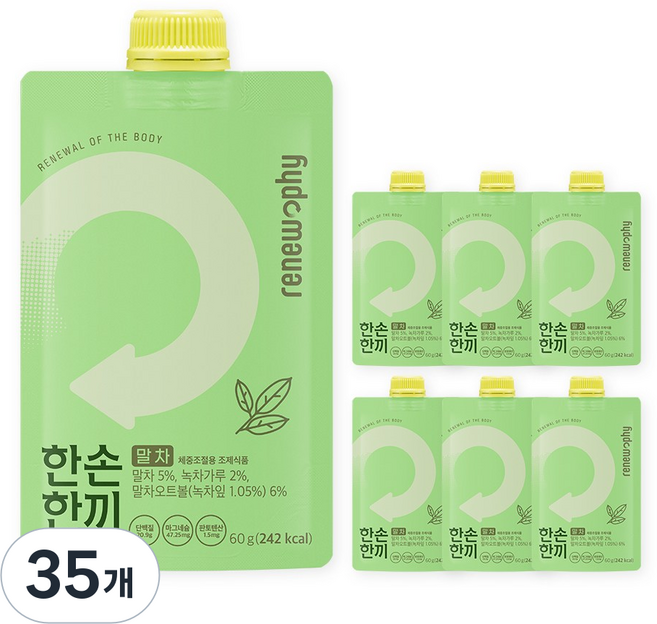 한손한끼 단백질 쉐이크 파우치 프로틴 식사대용, 말차맛, 35개, 60g
