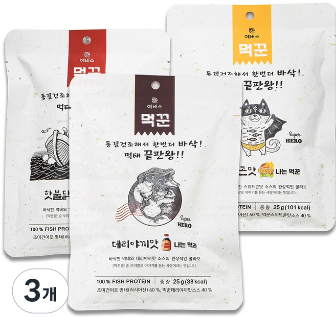빠삭빠삭 나는먹꾼 먹태 데리야끼 스위트콘 핫불닭 3종, 3개, 75g