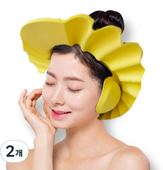 성인 샴푸캡 샴푸모자, 노란색, 2개