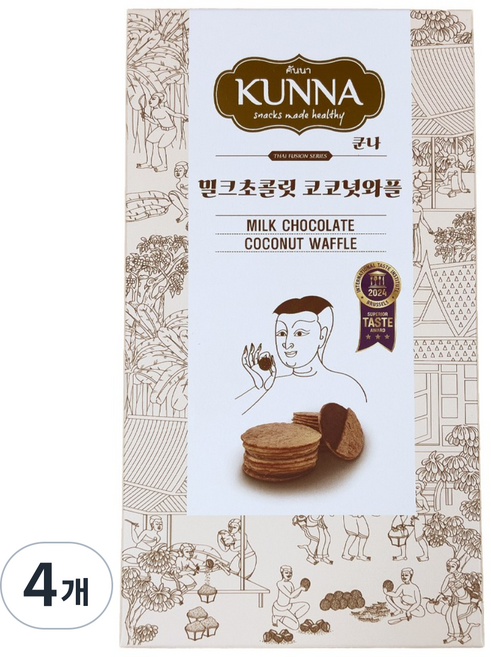 쿤나 코코넛 밀크 초콜릿 와플, 4개, 90g