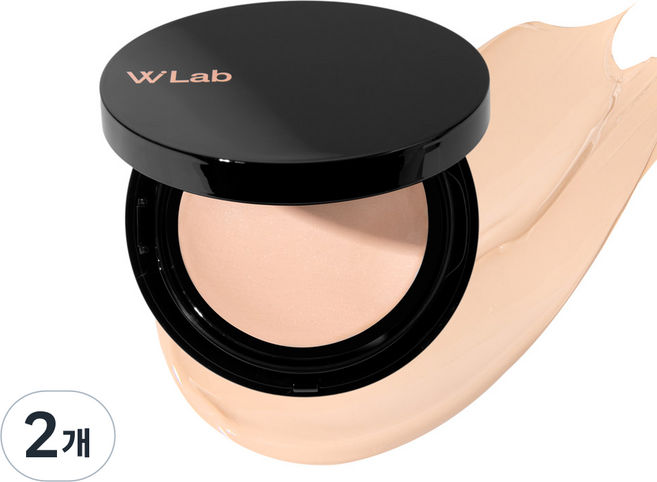 더블유랩 셀피 빅 커버 쿠션, 2개, 02 라이트베이지
