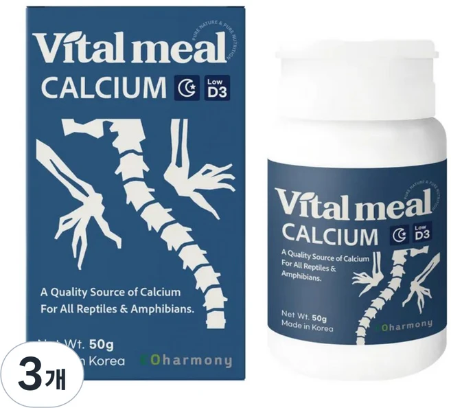 바이탈밀 파충류 야행성 칼슘제 크레스티드 게코 도마뱀, 3개, 50g - 쿠팡