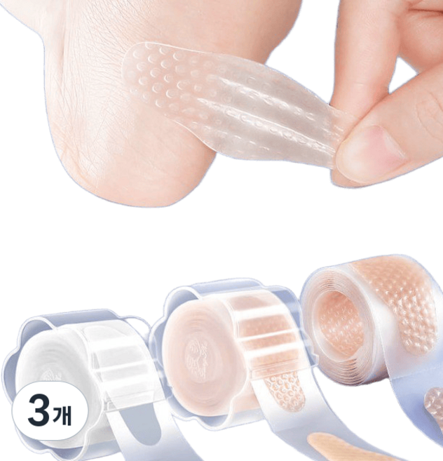 애치비 자극 없는 실리카 겔 상처 보호 뒤꿈치 밴드, 3개, 컷&핏 밴드