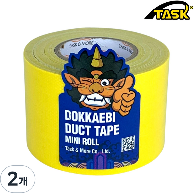 도깨비 수출용(국내산) 덕트테이프 덕테이프 미니롤 YELLOW 50mmX10m, 2개