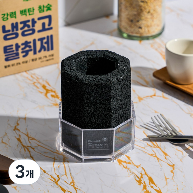 차콜프레시 국내산 백탄참숯 탈취제 가습제 수경재배, 400g, 3개