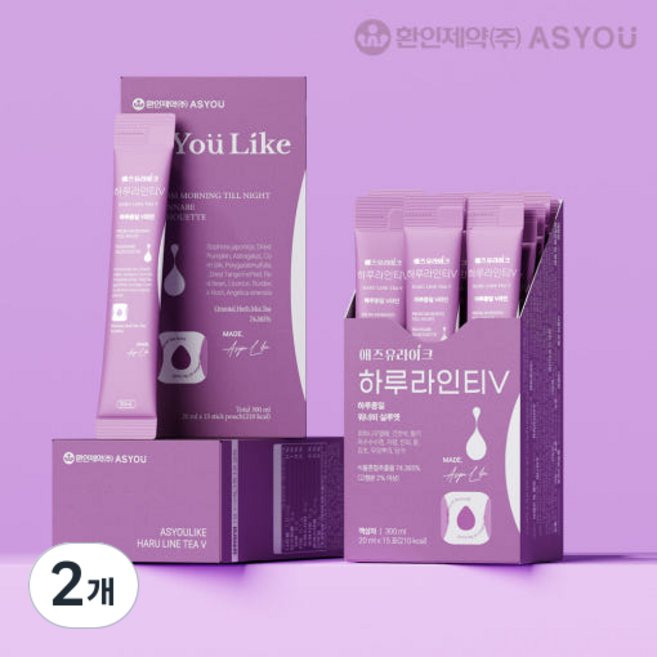 환인제약 하루라인티V 몸속 노폐물 얼굴붓기 제거 임산부 수유중 디카페인, 2개, 20ml