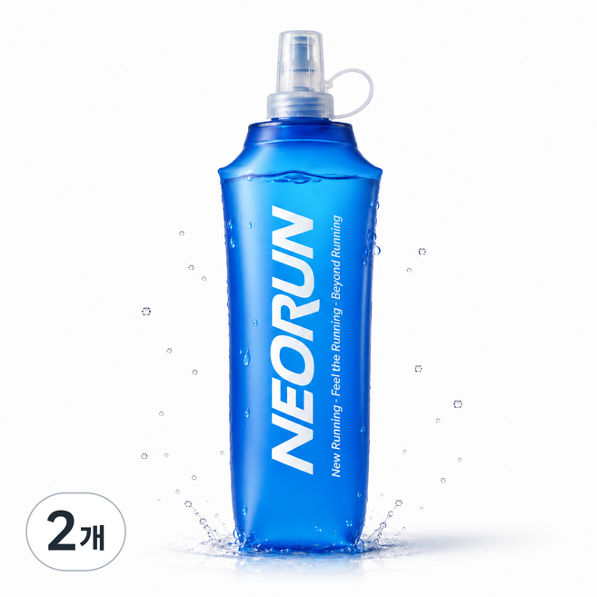 네오런 접이식 러닝물통 소프트 플라스크, 블루, 2개, 500ml