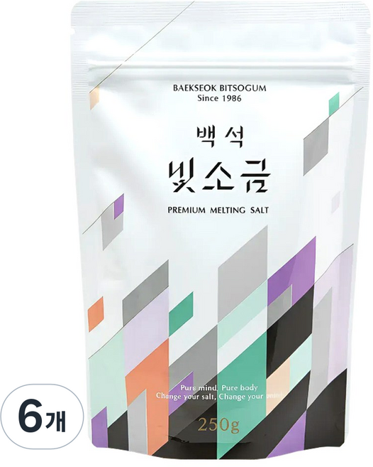 백석빛소금 1000도씨 미네랄 용융소금 조리용 파우치, 250g, 6개