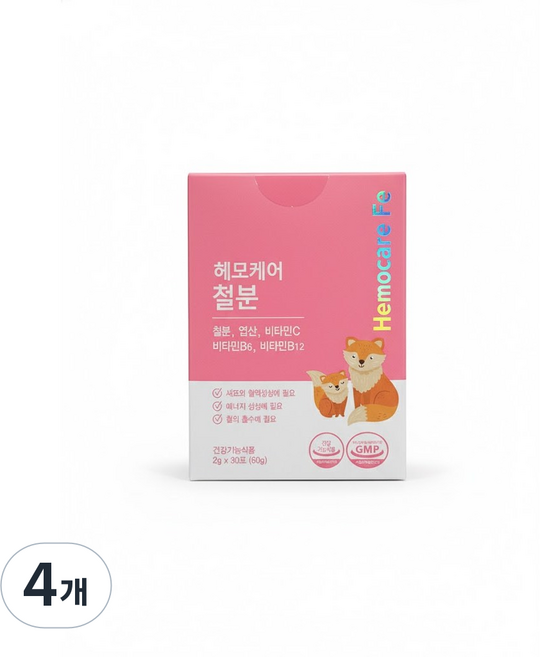 리포퍼 식물성 철분 어린이부터 임산부까지 흡수율 높은 비헴철 철분제 헤모케어 철분, 4개, 30회분