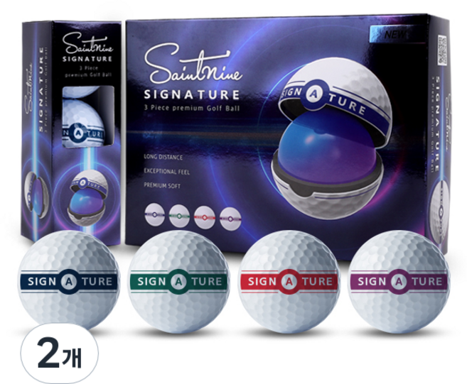 세인트나인 뉴 시그니처 퍼팅트랙 3피스 골프공 2더즌 (24구), 화이트, 12개입, 2개