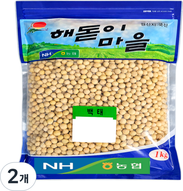 하조대농협 국산 백태 메주콩 노란콩, 1kg, 2개