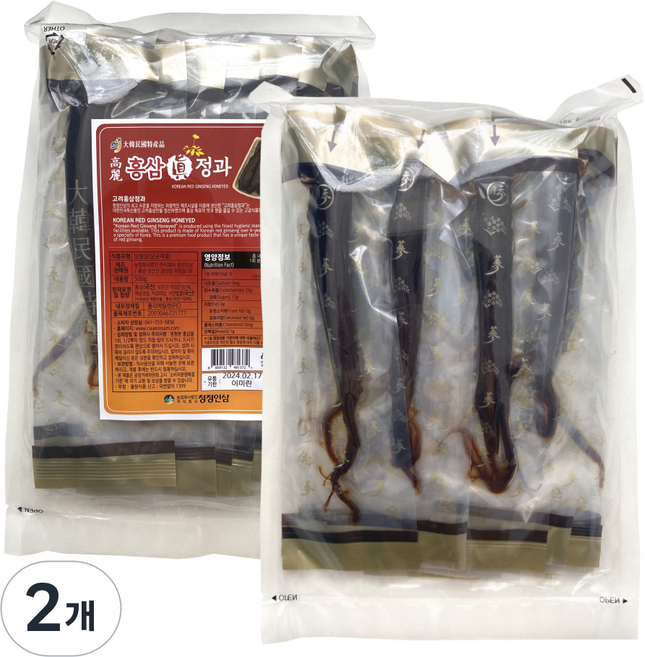 국산 고려 홍삼 정과 명절 선물 세트 실속형, 500g, 2개