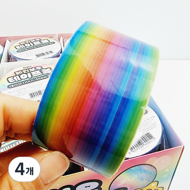 레인보우 테이프볼 테이프공 만들기 4.6cm X 5m, 4개