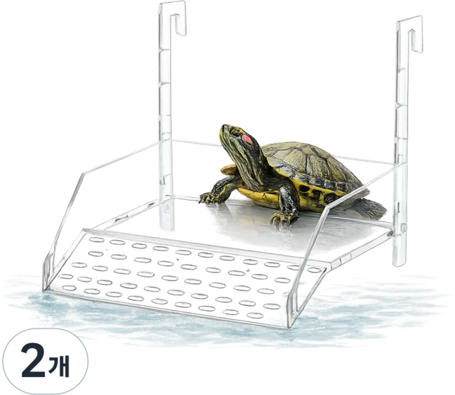 거북이 육지 아크릴 쉼터, 2개, XL대형
