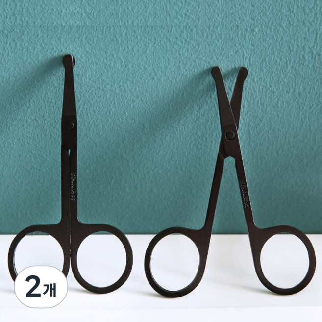 쓱싹쓱싹 잘 잘리는 프리미엄 스텐레스 코털가위, 2개, 카본블랙