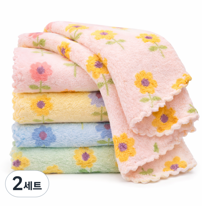 생활클릭 빨아쓰는 꽃무늬 극세사 행주 두꺼운 다용도 요술행주, 2세트