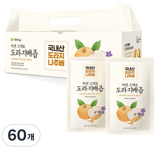 자연식품 자연그대로 도라지배즙, 100ml, 60개