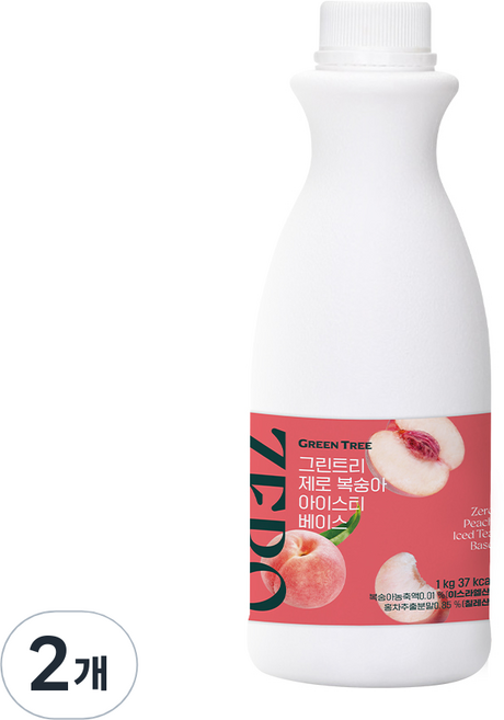 그린트리 제로 복숭아 아이스티 베이스, 2개, 1kg
