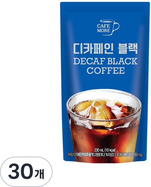 카페모어 디카페인 아메리카노 블랙 파우치 음료, 30개, 230ml