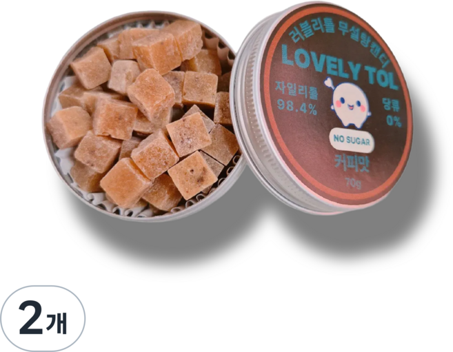 러블리톨 커피맛 무설탕자일리톨캔디, 2개, 70g