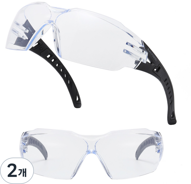 RAUOJOS 보안경 작업 보안경 김서림방지 방수의 고글 스포츠 고글 ROS-SG247, 2개, 검은색