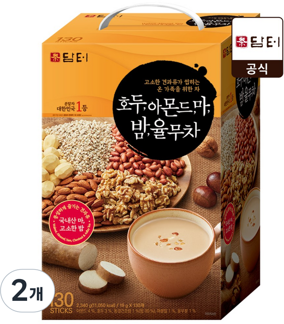 담터 호두 아몬드 마 밤 율무차, 18g, 130개입, 2개