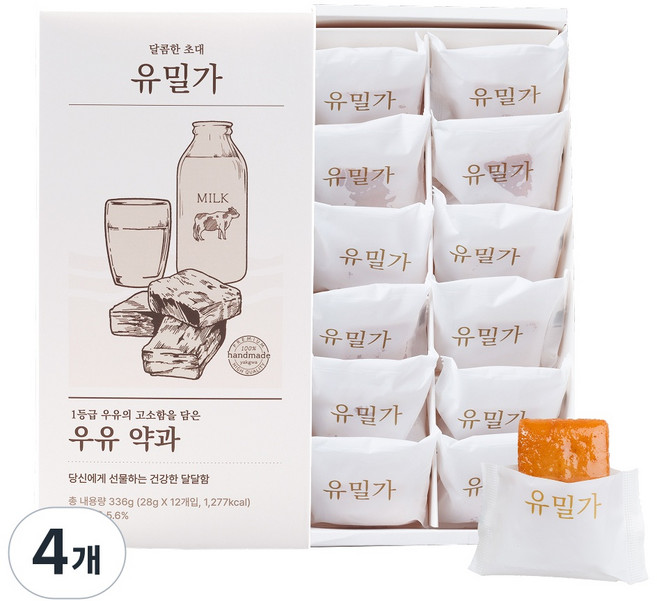 유밀가 수제 우유 약과 12개입, 360g, 4개