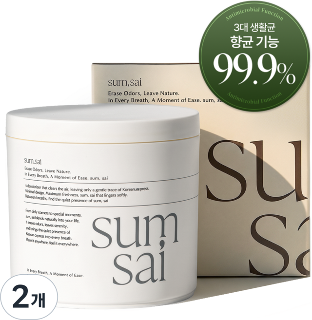 숨사이 편백 실내 탈취제, 300g, 2개