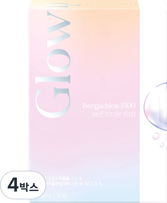 [온유바이오]이탈리아산 베르가못 함유 글로우업 분말형 글루타치온 베르가치온 1500 1BOX(1개월분), 30회분, 4박스