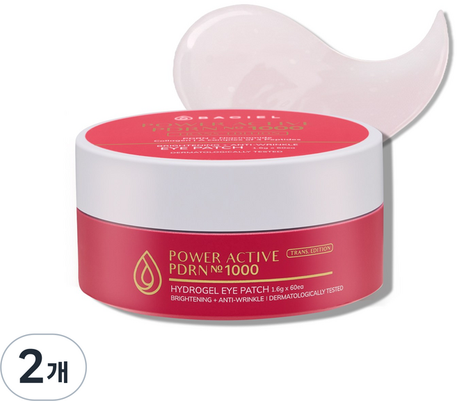 바시엘 파워 액티브 PDRN 피디알엔 1000 아이패치 눈밑주름 아이백 다크서클 탄력 주름패치, 2개, 60개입
