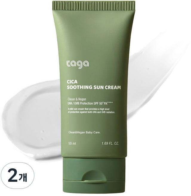 타가 시카 선크림 무기자차 저자극 순한선크림 SPF50+ PA++++, 50ml, 2개