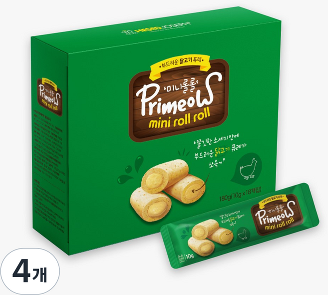 CY요셉트레이딩 고양이 프리미요 미니롤롤 소세지 퓨레 10g x 18p, 닭고기, 180g, 4개