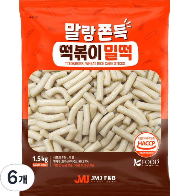 말랑쫀득 떡볶이 실온 보관 밀떡, 6개, 1.5kg