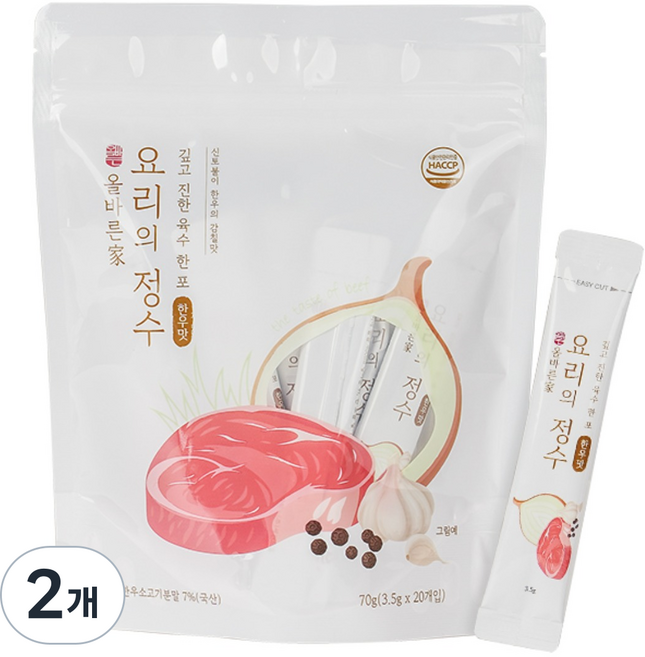 올바른가 요리의정수 스틱 분말육수 소고기 한우맛 20개입 1팩, 2개, 70g
