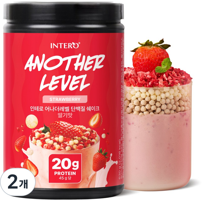 인테로 어나더레벨 단백질 쉐이크 리얼 딸기라떼맛, 2개, 630g