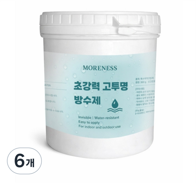 모어니스 초강력 고투명 침투형 옥상욕실 방수제, 6개, 300g, 투명