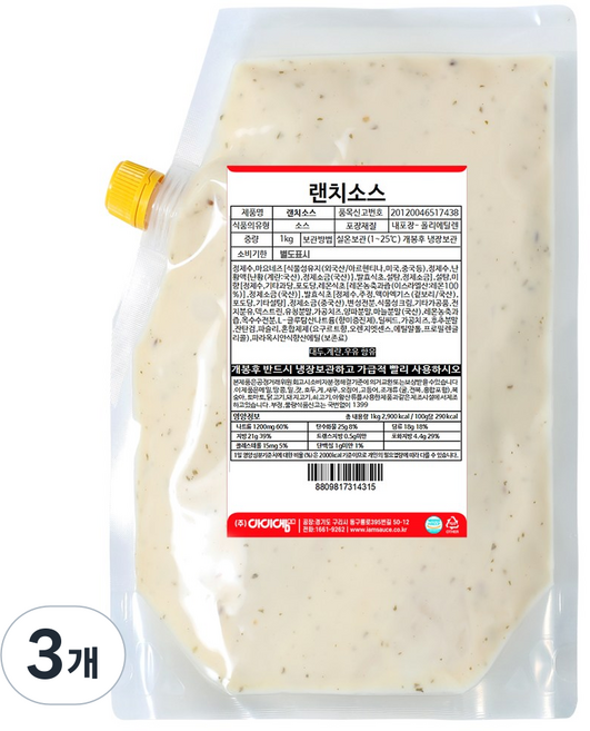 아이엠소스 랜치소스, 1kg, 3개