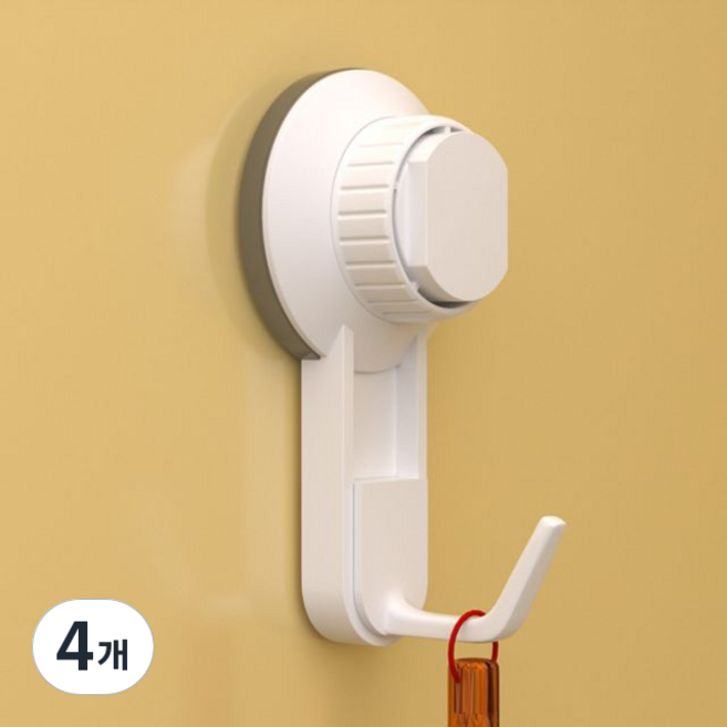 무타공 흡착식 강력한 벽걸이 후크 현관문 주방 욕조걸이, 4개, 화이트B