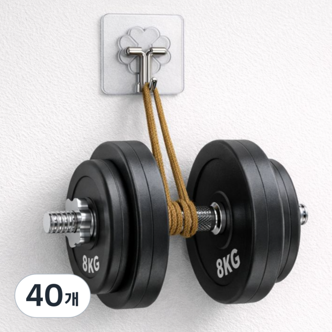 엔웨스트 무타공 접착식 후크걸이, 40개, 투명색