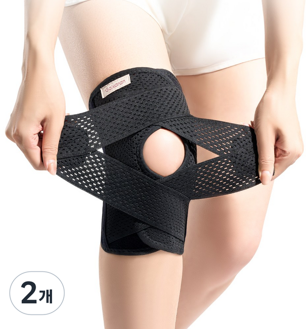 Galvaran G11 반월판 무릎보호대 관절 통증 완화 남녀 공용, black, 2개