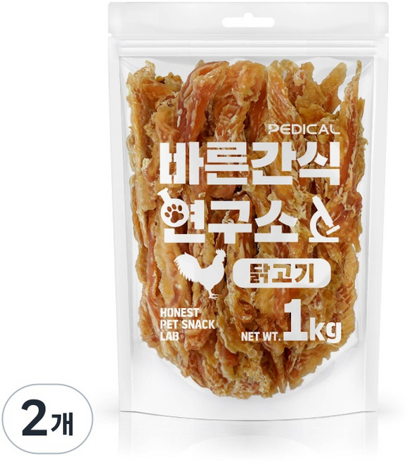 바른간식연구소 닭가슴살 1kg 강아지 육포 대용량간식, 2개