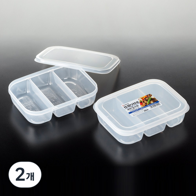 나까야 나눔 칸막이 밀폐용기 3칸, 2개, 단품